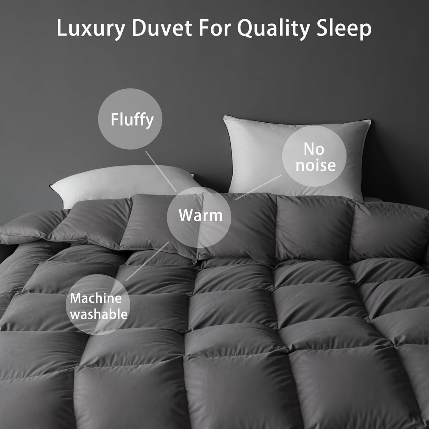 Luxury Down Fiber Comforter Twin/Twin XL Size - Medium Weight Duvet Insert for All Seasons - Ultra-Soft Hotel Collection Comforters, 40 Oz Fluffy Duvet ，Gray (68x90)