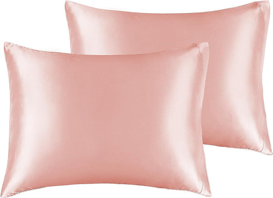 BEDELITE Satin Pillowcase for Hair and Skin, Super Soft and Cooling Similar to Silk Pillow Cases 2 Pack with Envelope Closure, Gift for Women Men(13"x18" Toddler Size, Coral)