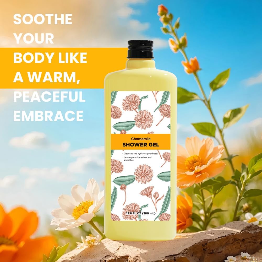 Bubble Bath for Women, Chamomile Shower Gel Gifts Set, Mother's Day Gifts for Mom, 51.2 fl oz (Pack of 4)