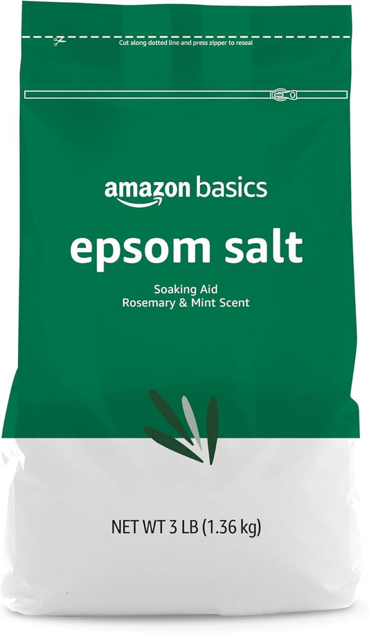 Amazon Basics Epsom Salt Soaking Aid, Rosemary & Mint Scent, 3 pound (Pack of 1) (Previously Solimo)
