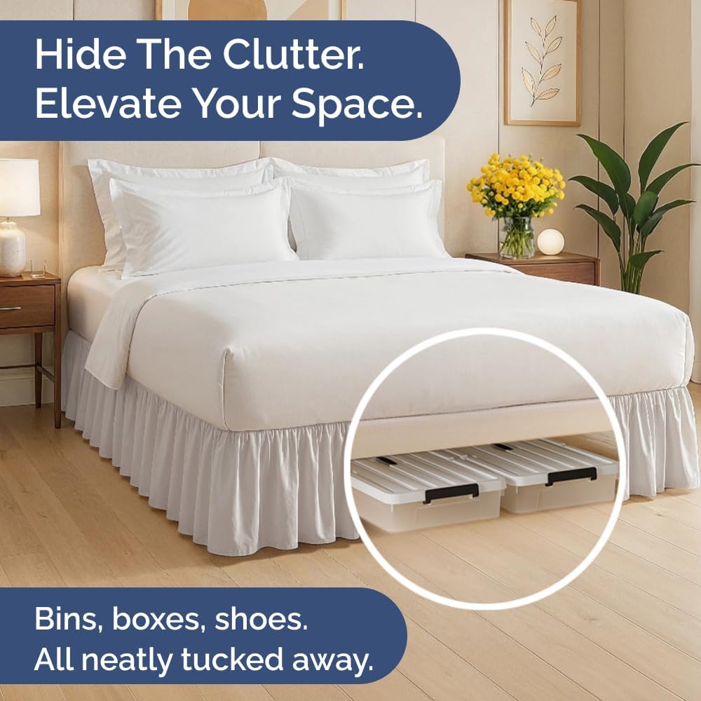 Bedskirt Twin Size Ruffle - 15 inch Drop Dust Ruffle Bed Skirt with Platform - Soft, Easy Fit, Premium Hotel Quality - Wrinkle, Fade & Shrink Resistant - for Women, Men, Kids and Teens - Light Grey