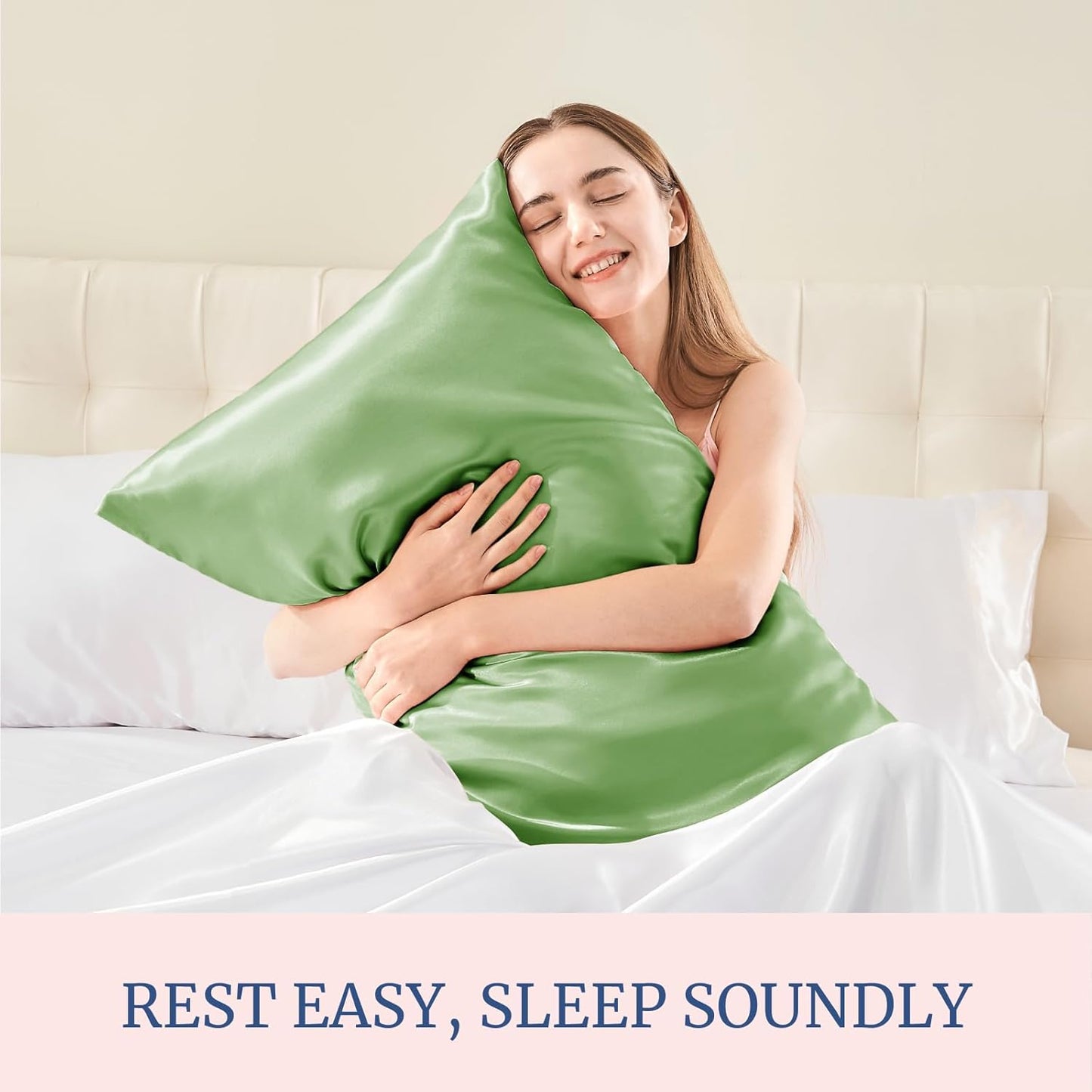BEDELITE Satin Pillowcase for Hair and Skin, Super Soft Similar to Silk Pillow Cases 4 Pack with Envelope Closure, Cooling Pillowcases for Women Men (20"x40" King Size, Sage Green)