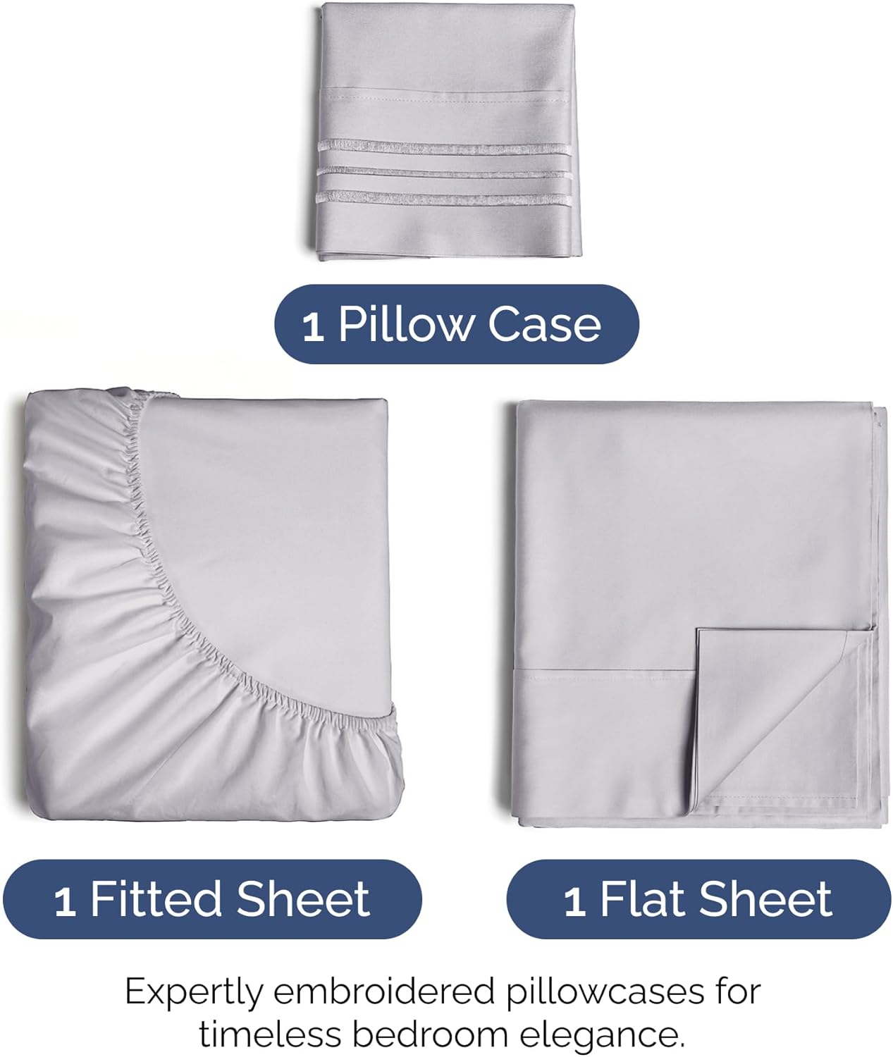 Twin Size 3 Piece Sheet Set - Extra Soft, Breathable & Cooling Sheets - Hotel Luxury Durable Bed Sheets for Women & Men - Deep Pockets, Easy-Fit & Wrinkle-Free Sheets - Light Lilac Oeko-Tex Bed Sheets