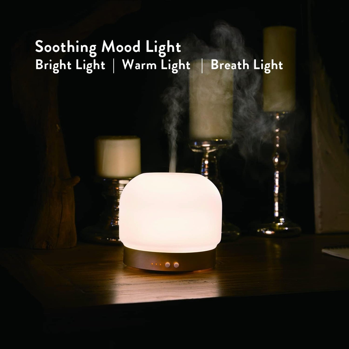 Essential Oil Diffusers for Large Room 280ml Aromatherapy Diffuser for Home - Glass Cover, 4 Timers, Auto Shut-Off, Adjustable Lights, No Beep