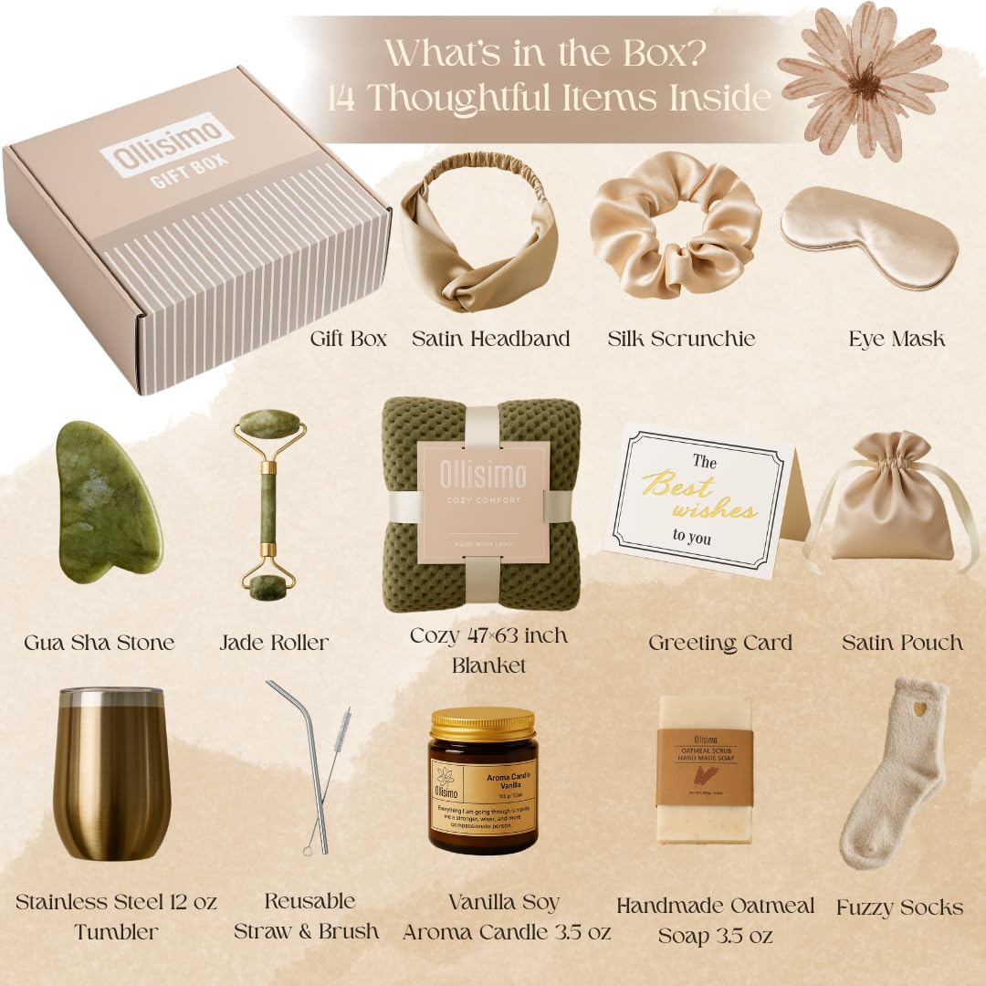 Luxury Gift Basket for Women – Spa Self Care Kit, Hug in a Box, Get Well Soon Package, Thinking of You Gift, Birthday Box, Relaxing Set, Sympathy Present for Her, Mom, Wife, Sister, Friend