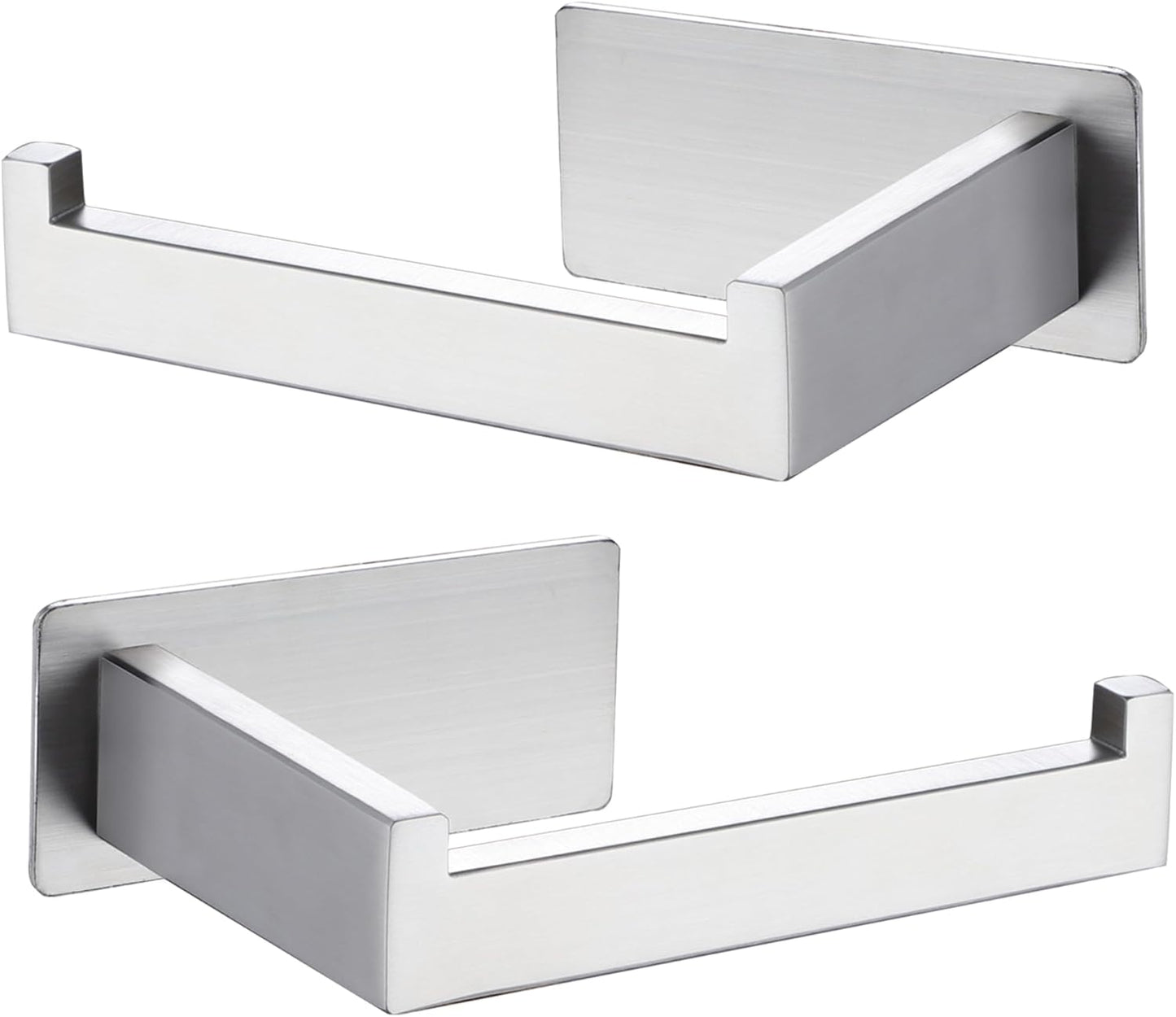 LANC Self-Adhesive Toilet Tissue Holder, Brushed Nickel Toilet Paper Holder Wall Mounted for Bathroom Washroom Stick On Tissue Roll Holder with Drill Free Left and Right 2 Pack, A8307BN-LRP2