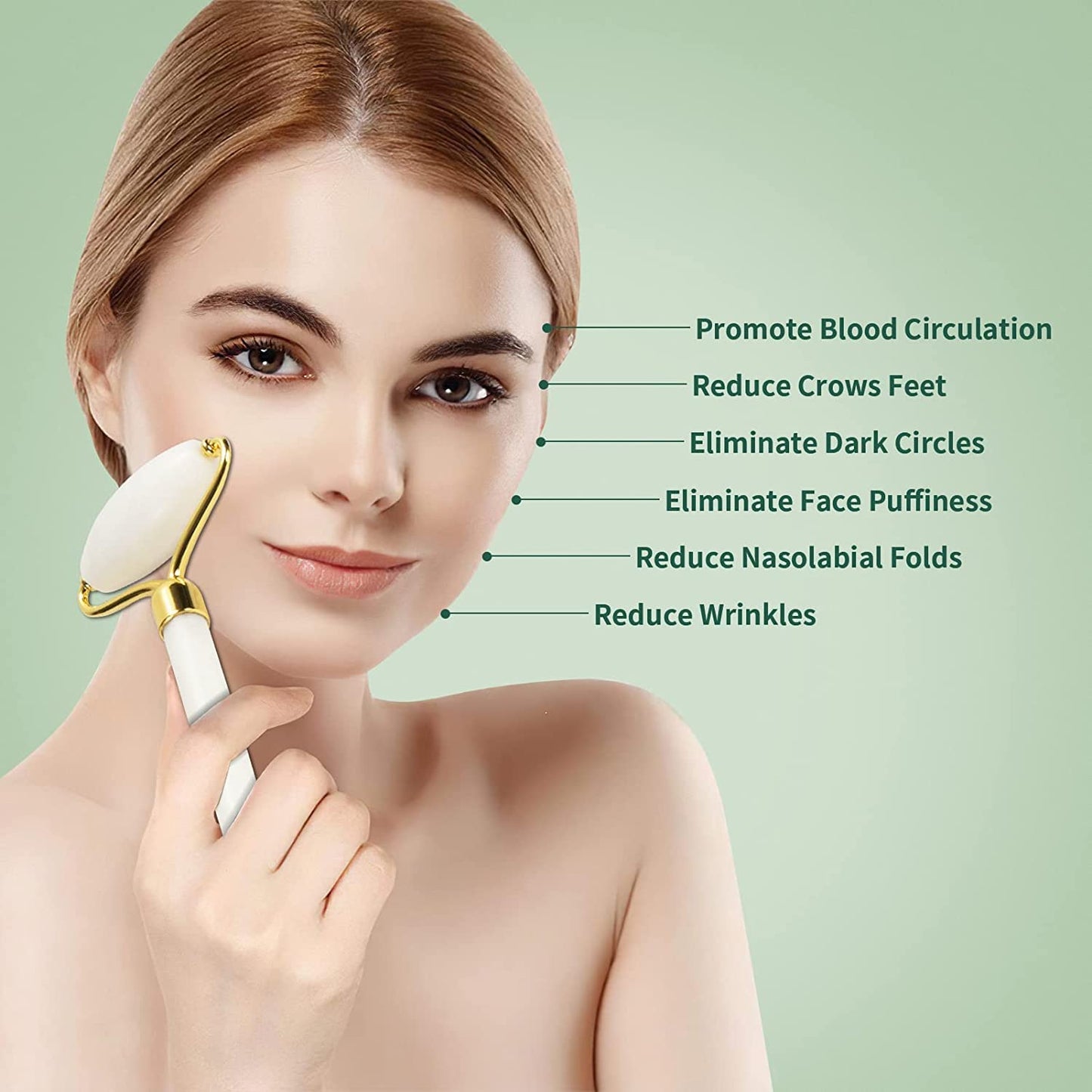 Jade Roller & Gua Sha Set - Facial Skin Care Set, Facial Beauty Tools, Natural Beauty Skin Care Tools, Face Roller Massager for Face, Neck, and Eye Treatment，Gua Sha Facial Massager (White)