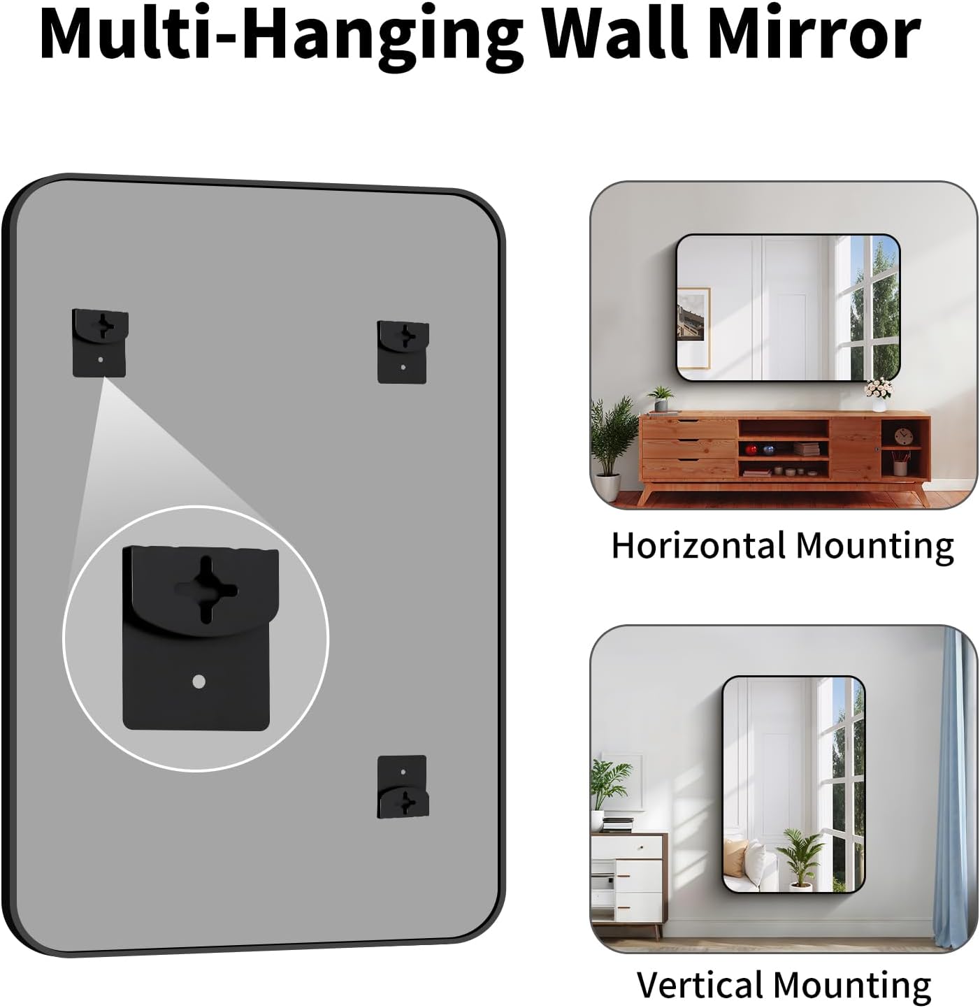 Koonmi Black Framed Bathroom Mirror - 36x55 Inch Shatterproof Tempered Glass Vanity Mirror for Bathroom Sink, Wall Mounted with Matte Aluminum Alloy Frame, No Distortion, Modern Decor