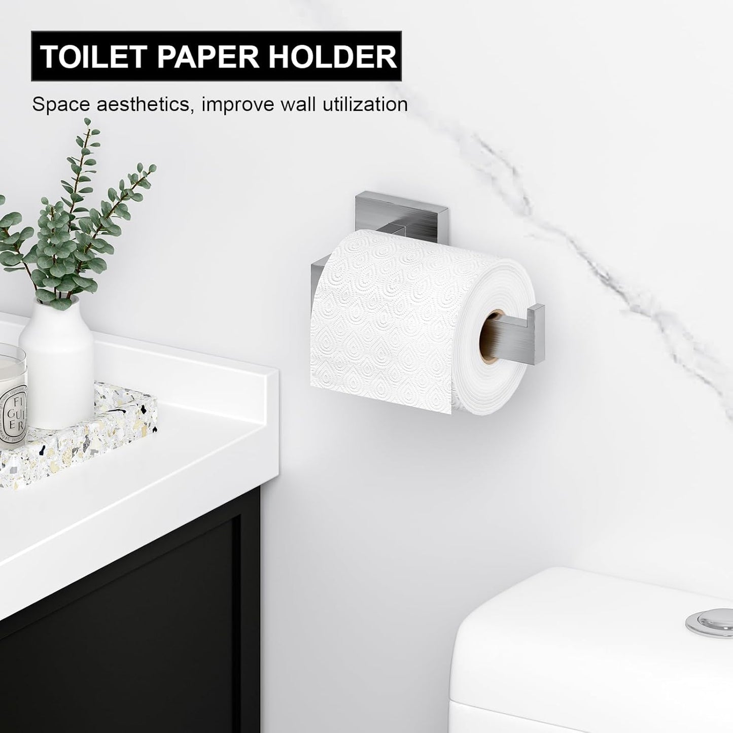 5-Pieces Brushed Nickel Bathroom Accessories Set, 23.6 Inch Bath Towel Bar Set, Stainless Steel Bathroom Hardware Set, Towel Racks for Bathroom Wall Mounted.