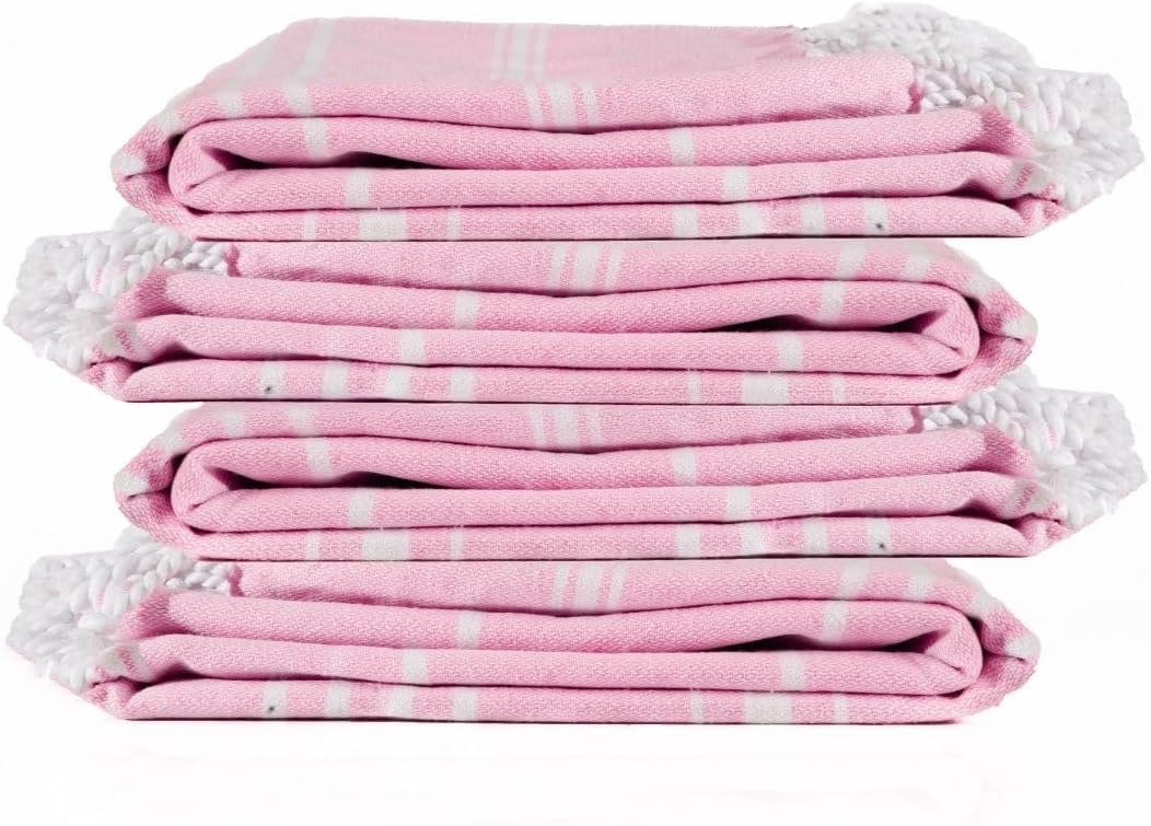 Cotton Turkish Beach Towel with Towels Oversized 36"x72" Pool Absorbent Extra Large Quick Dry Sand Travel Towel (Peony Plush, 4 Pack)