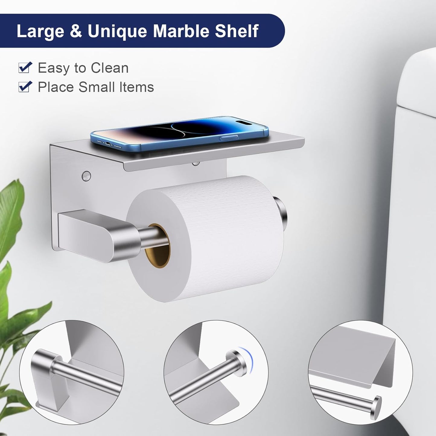 5-Piece Towel Bar Set Brushed Nickel Bathroom Hardware Accessories Set Upgraded Toilet Paper Holder with Shelf Towel Holder Set for Bathroom Stainless Steel Wall Mounted