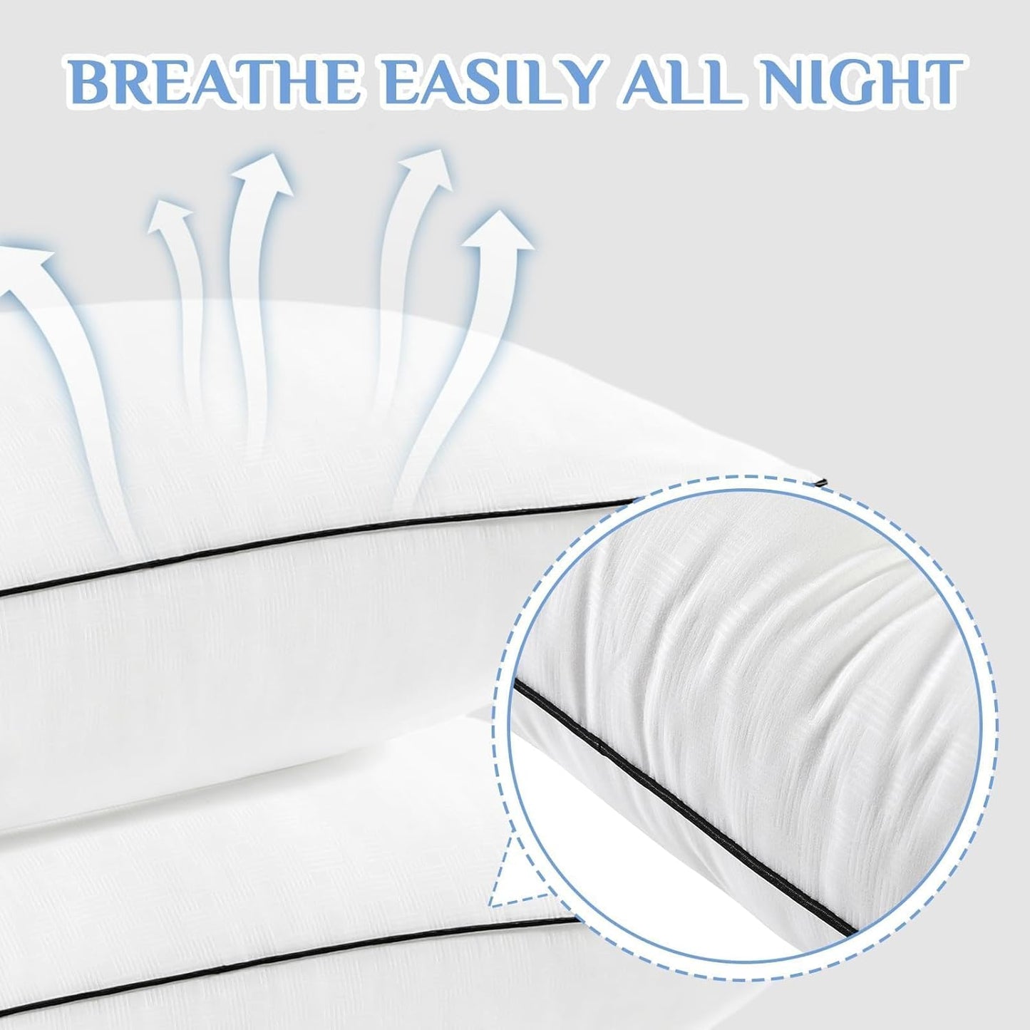 JOLLYVOGUE King Size Bed Pillow 1-Pack, Single Pillow for Sleeping, Breathable and Supportive with Down Alternative Fill, Hotel Collection Pillow for Side, Back, and Stomach Sleepers