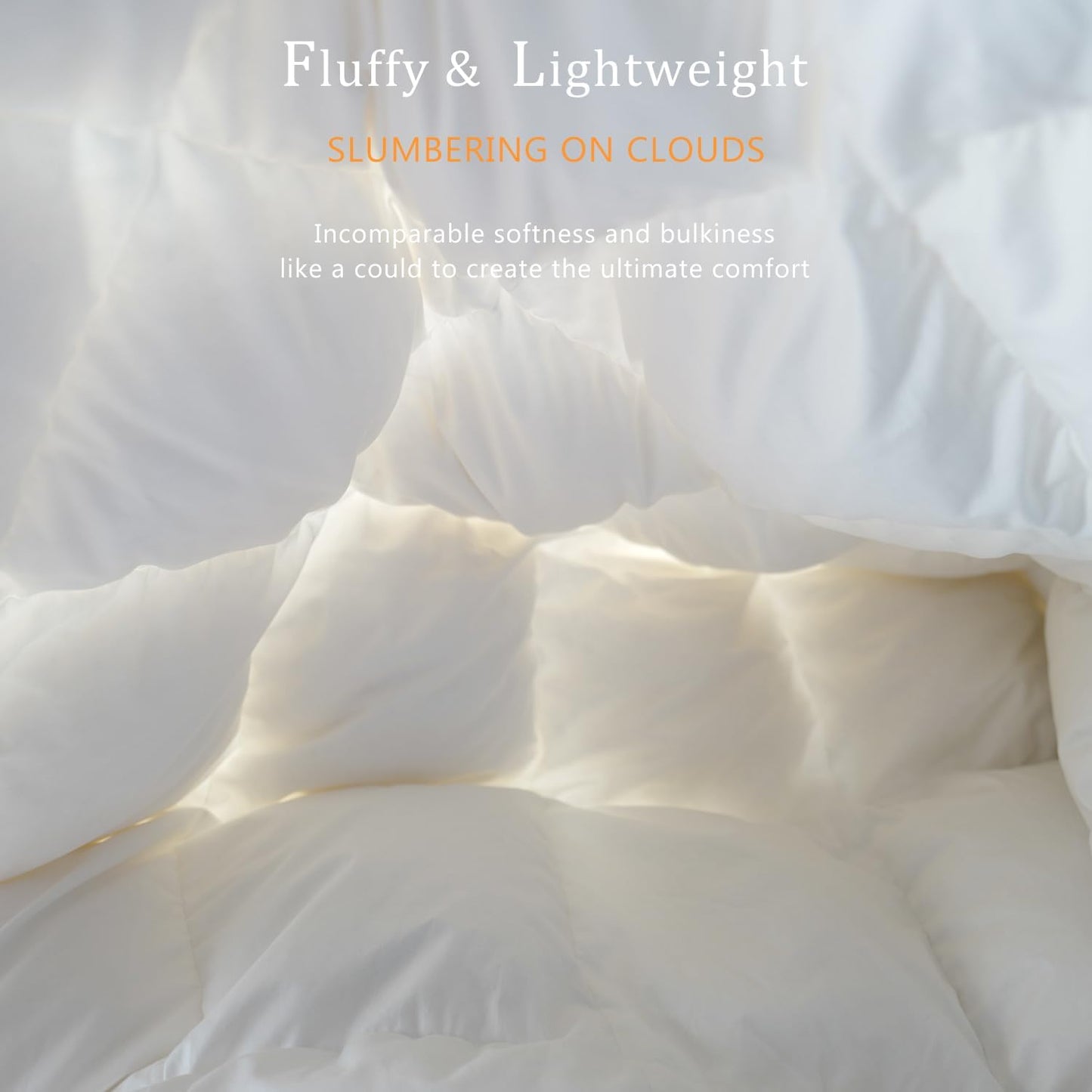 Luxury White Down Fiber Comforter Queen Size - Down Fiber Duvet Core for All Seasons - Duvet Insert Queen Hotel Collection - Soft and Medium Warmth Comforters,Queen (90 X 90”)