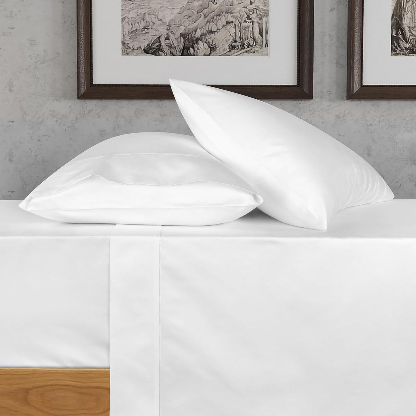 URBANHUT 700 Thread Count Egyptian Cotton Sheets Queen Size, 4Pc Sheet Set Soft Luxury Bed Sheets for Queen Size Bed, Sateen Weave Hotel Sheets, 16'' Elasticized Deep Pocket - White