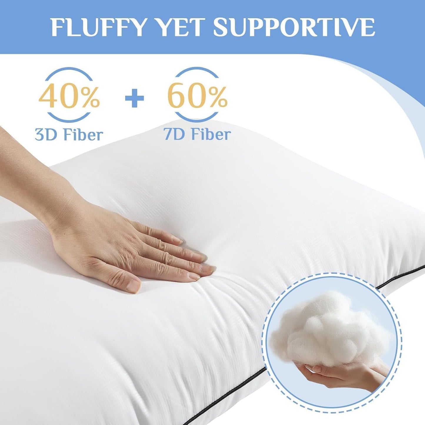 JOLLYVOGUE Pillows Queen Size Set of 4, Collection Bed Pillows for Sleeping, Hotel Quality Pillows for Side, Back and Stomach Sleepers, Soft and Supportive Oeko-Tex Certified Down Alternative Filling