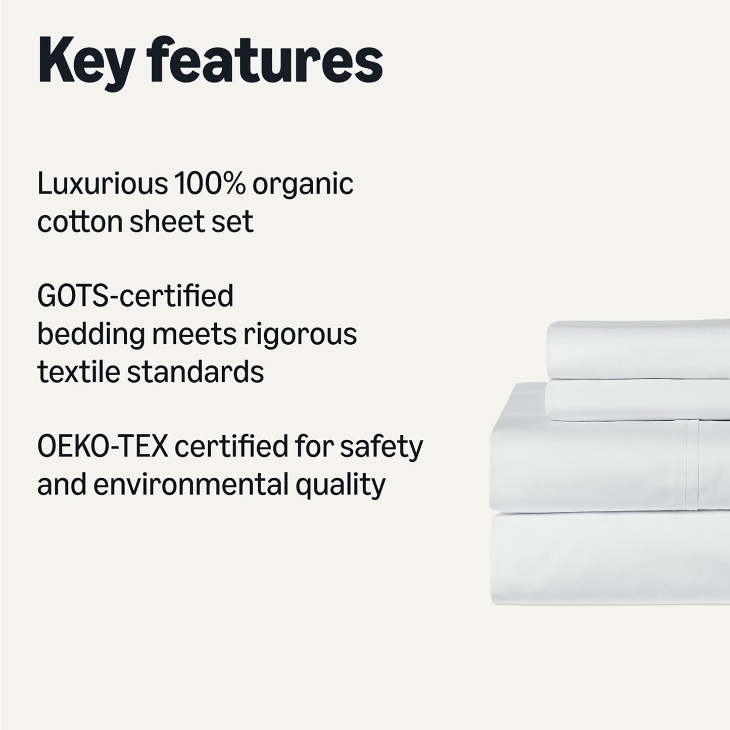 Amazon Basics Soft Organic Cotton Sheet Set with 2-Pieces Pillowcase, White, Full