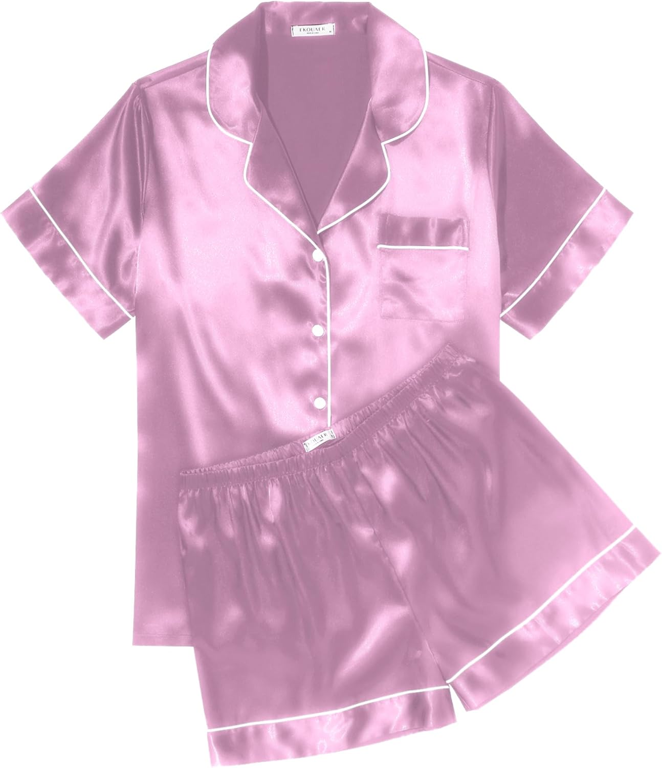 Ekouaer Pajamas for Women Set Silk Satin Pjs Shorts Sleepwear 2 Piece Loungewear S-XXL