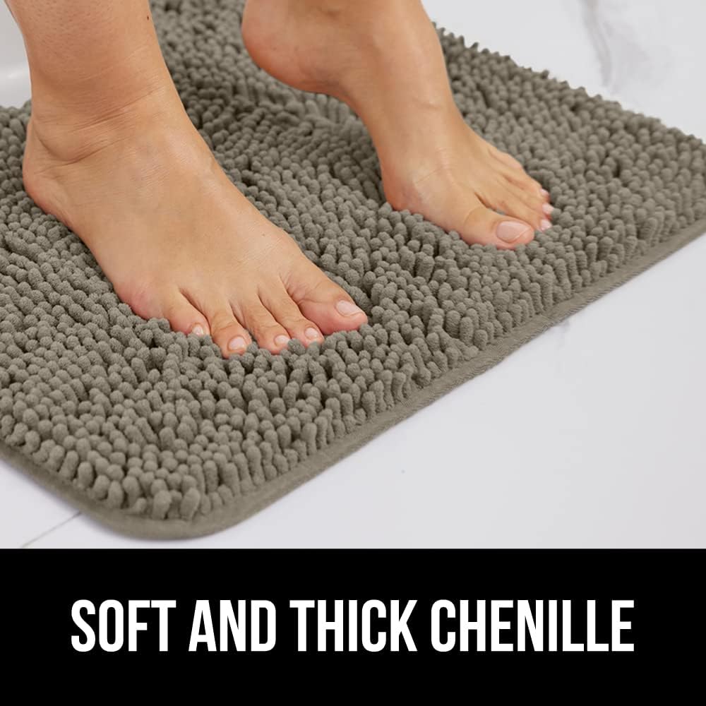 GORILLA GRIP Bathroom Rug Sets, Soft Chenille 2 Piece Area Rugs Set, Toilet Base Mat and 30x20 Carpet, Absorbent Microfiber Washable Mats Dry Quickly, Home Décor and Bath Room Accessories, Latte