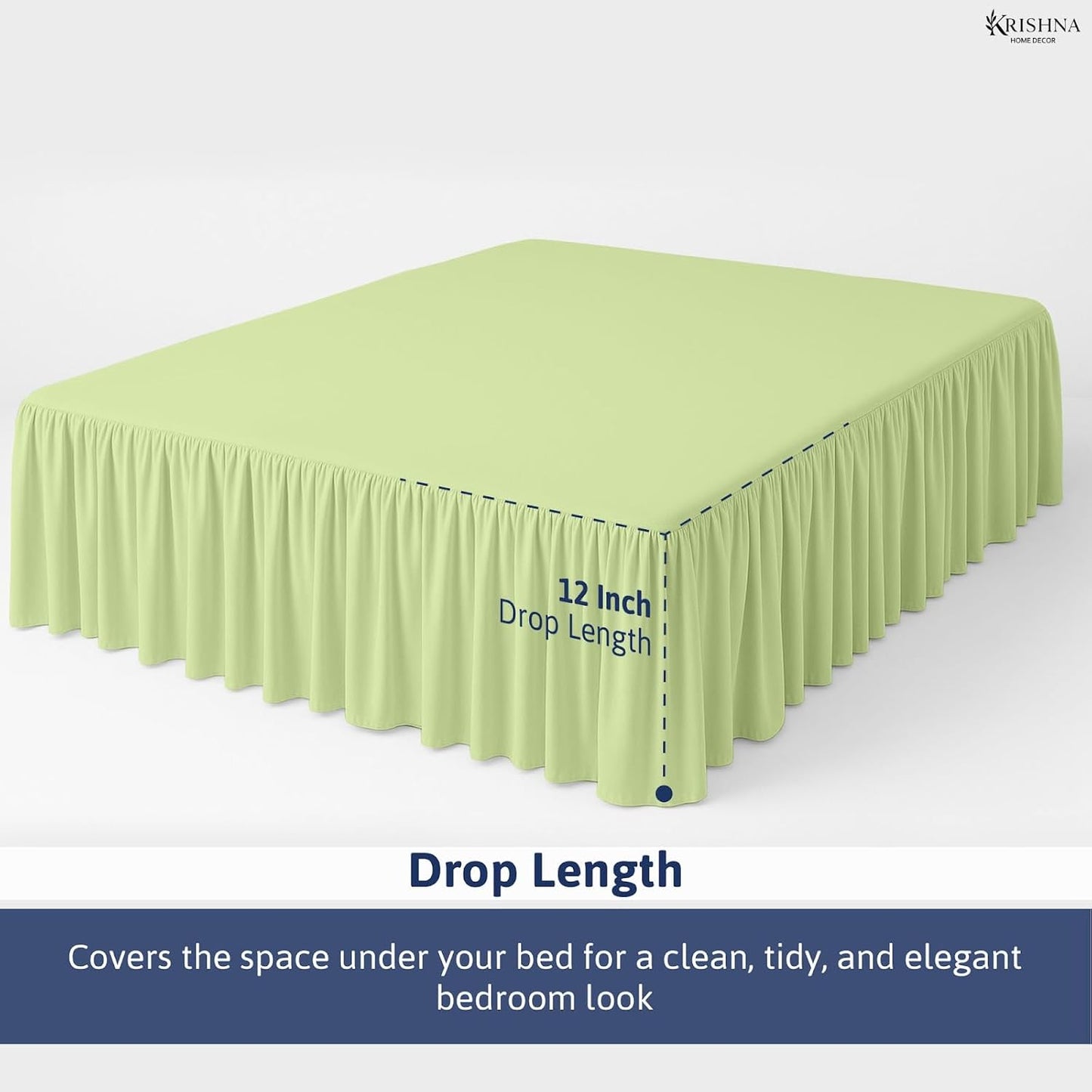 KP Linen Ruffled Bed Skirt with Split Corners King Size (12 Inch Drop) Platform Dust Ruffle Gathered Bedskirt with 400 Thread Count Microfiber Wrinkle Free Ruffled Gatherd Bed Skirt(Sage Solid)