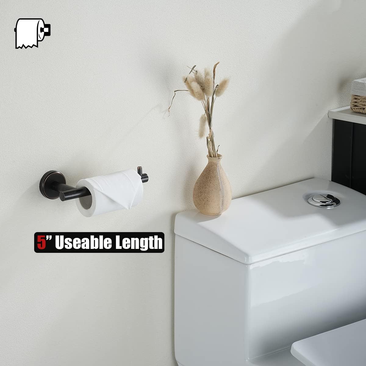 JQK Toilet Paper Holder Oil Rubbed Bronze, 5 Inch 304 Stainless Steel Thick 0.8mm Tissue Paper Dispenser for Bathroom, Hold Mega Rolls Wall Mount, TPH100-ORB