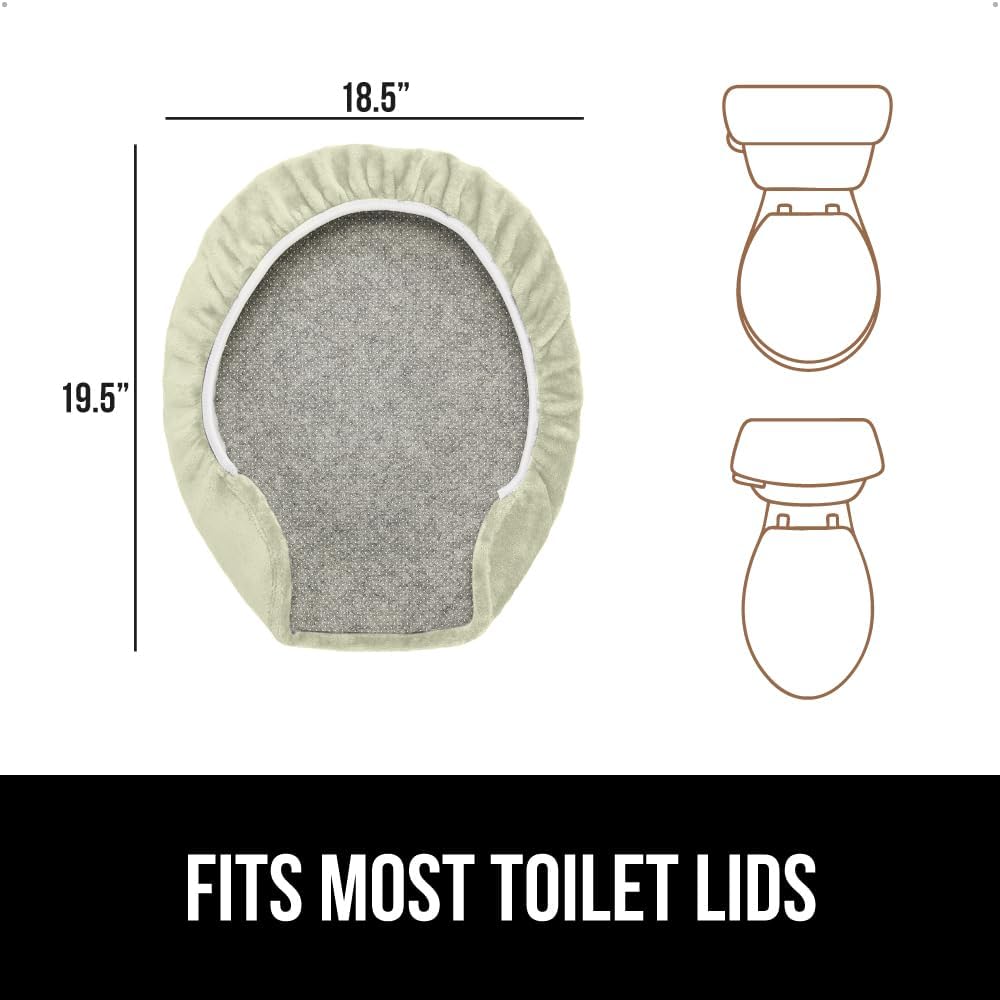 GORILLA GRIP Thick Memory Foam Bathroom Toilet Lid Seat Cover, Soft Velvet Topside, Machine Wash, Plush Cushioned Covers Fits Most Size Lids, Decorative Bath Room Accessories, 19.5x18.5, Sage