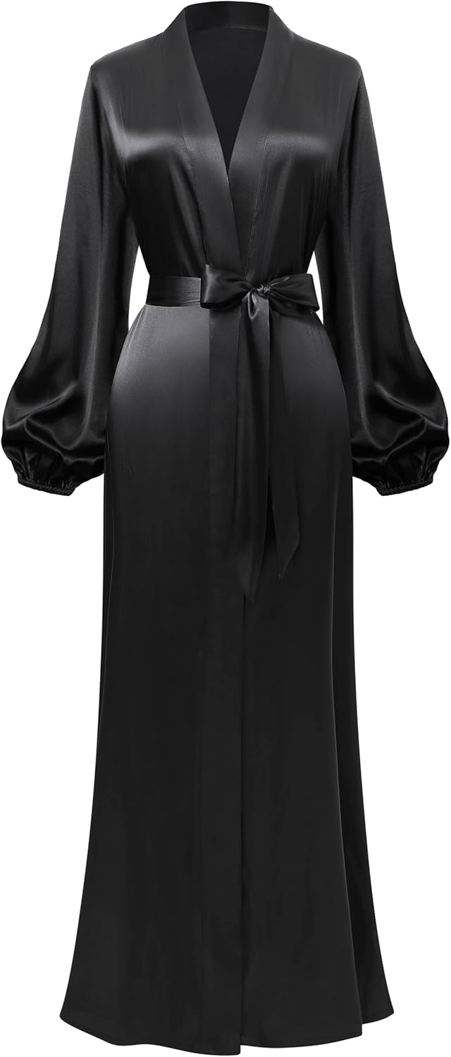 PRODESIGN Satin Kimono Robe Women Long Silky Kimono Bathrobe Sleepwear Wedding Bridesmaid Robe