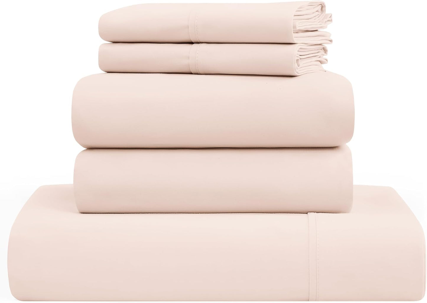 UGG Split King Sheet Set 5-Piece Luxury Cooling Sheets Deep Pockets Premium Bedding with 2 Shams Hypoallergenic Machine Washable Soft Lightweight Set for Adjustable Bed, Split King, Shell Pink (Hedi)