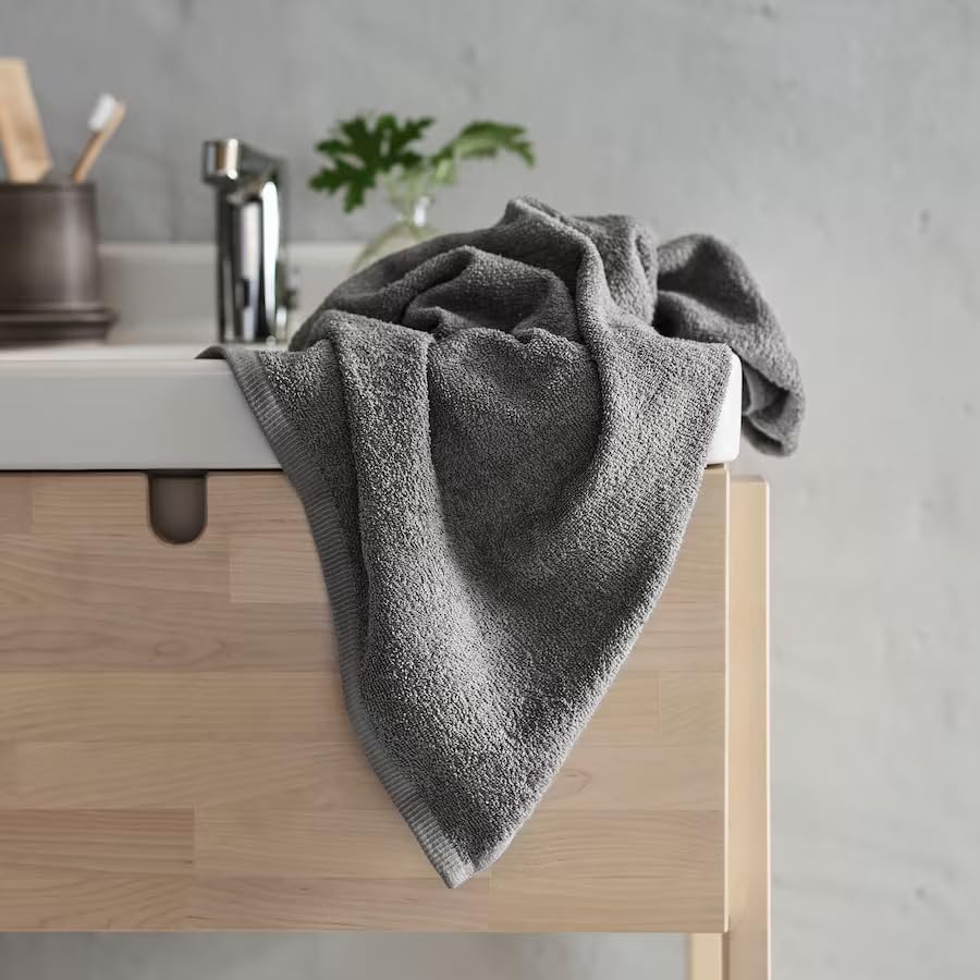 Delara 100% Organic Cotton Towels 650 GSM Plush Feather Touch Quick Dry Bath Towel, GOTS Certified, Oeko-Tex Green Certified, Organic Cotton,Sharkskin Grey,1 Piece Bath Towel, 30"X58"