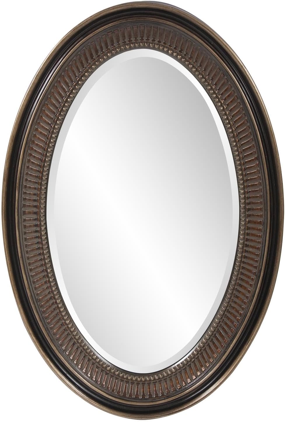 Howard Elliott Ethan Bronze Oval Decorative Wall Hanging Mirror, Vintage Oval Mirror for Wall Decor Resin Frame Vanity Mirror Perfect for Living Room, Bedroom & Home Decor, 21 x 31 Inch