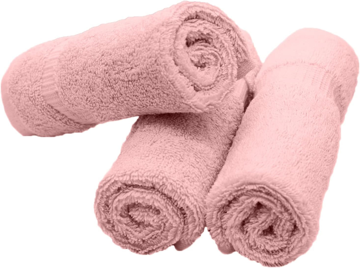 Luxury Hotel & Spa Collection, 100% Turkish Cotton 700 GSM Cloth, for Body wash, Makeup Remover & Facial Cleaning, Baby, face, Dobby Border Soft washcloths Towel Set 13" X 13", Pink, Set of 6
