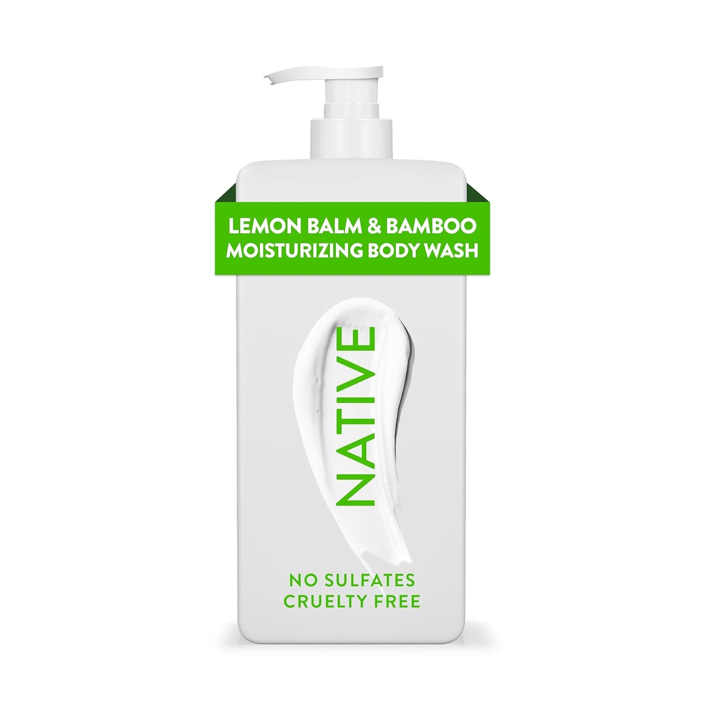 Native Moisturizing Body Wash Contains Naturally Derived Ingredients | For Women & Men, Sulfate, Paraben, & Dye Free Leaving Skin Soft and Hydrated | Lemon Balm & Bamboo 18 oz