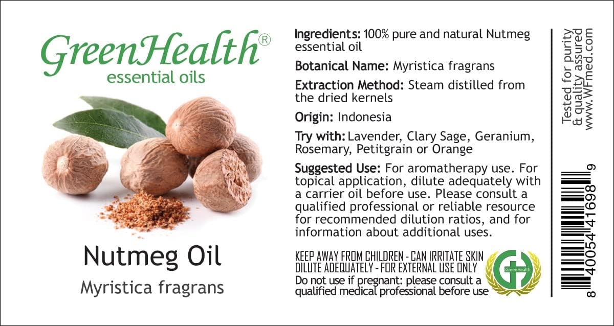 Nutmeg Essential Oil - 128 fl oz (1 Gallon) Plastic Bottle w/Cap - 100% Pure Essential Oil by GreenHealth
