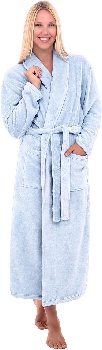 Alexander Del Rossa Plush Robe for Women, Long Fleece Winter Bath Robe, Plus Size