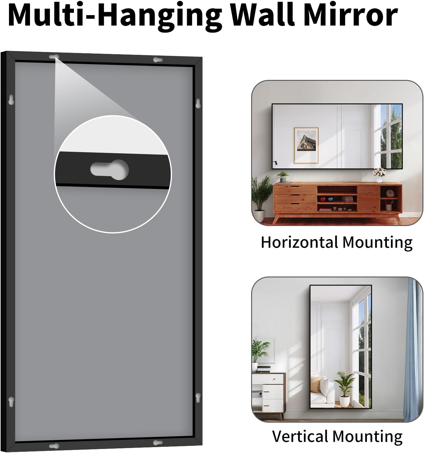 Koonmi Black Framed Bathroom Mirror - Shatterproof 36"x71" Tempered Glass, HD No Distortion, Horizontal/Vertical Mount, Modern Matte Aluminum Alloy Frame