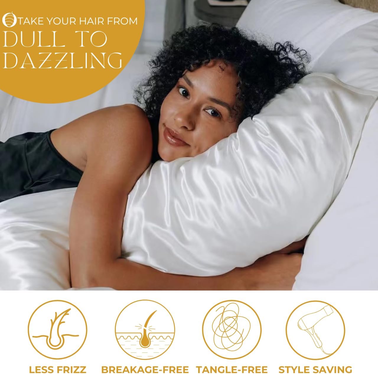 PROMEED White Silk Pillowcase 2 Pack for Hair and Skin, Both Sides 100% 23 Momme Mulberry Silk Pillow Case Set of 2 with Hidden Zipper, Soft and Breathable (Standard 20"x26", White)