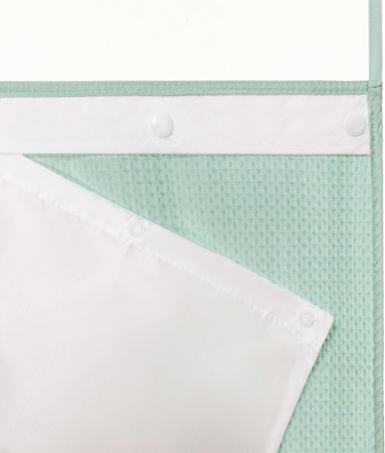 River Dream Heavyweight No Hooks Required Dotted Waffle Weave Shower Curtain with Snap in Liner - 71W x 74H,Hotel Grade,Spa Like Bath Curtain,Misty Blue