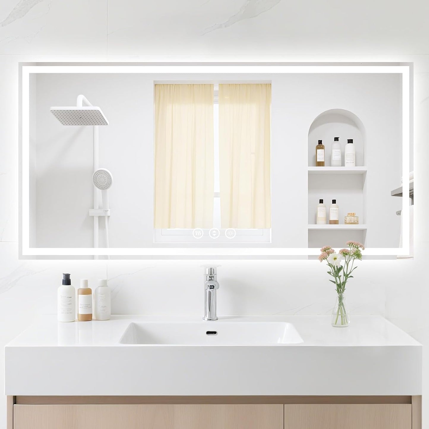 24X48 LED Bathroom Mirror with Lights, Anti-Fog, Backlit + Front Lit (CRI>90), Lighted Bathroom Vanity Mirror for Wall, Memory Function, Dimmable, Tempered Glass, Shatter-Proof, ETL Listed