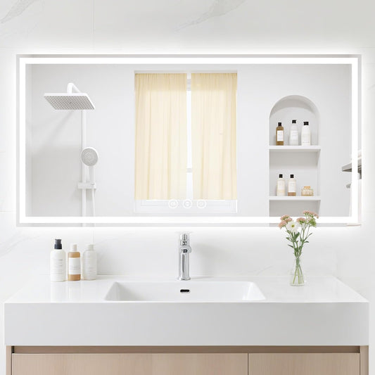 24X48 LED Bathroom Mirror with Lights, Anti-Fog, Backlit + Front Lit (CRI>90), Lighted Bathroom Vanity Mirror for Wall, Memory Function, Dimmable, Tempered Glass, Shatter-Proof, ETL Listed