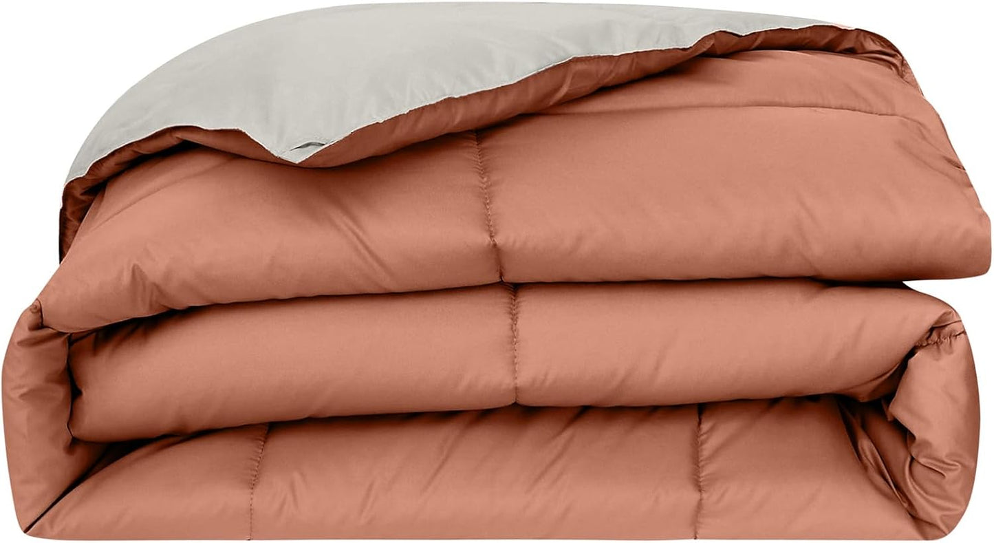 Modern Threads Down Alternative Reversible Comforter Orange Rust/Beige California King