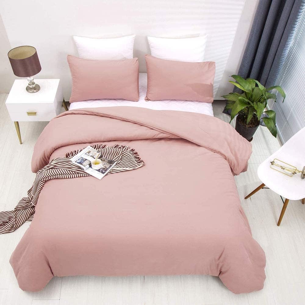 KAREVER Blush Pink Comforter Set Women Full Size Bedding Quilt Set Girls 3 PCs Bed Set Durable Breathable Blanket