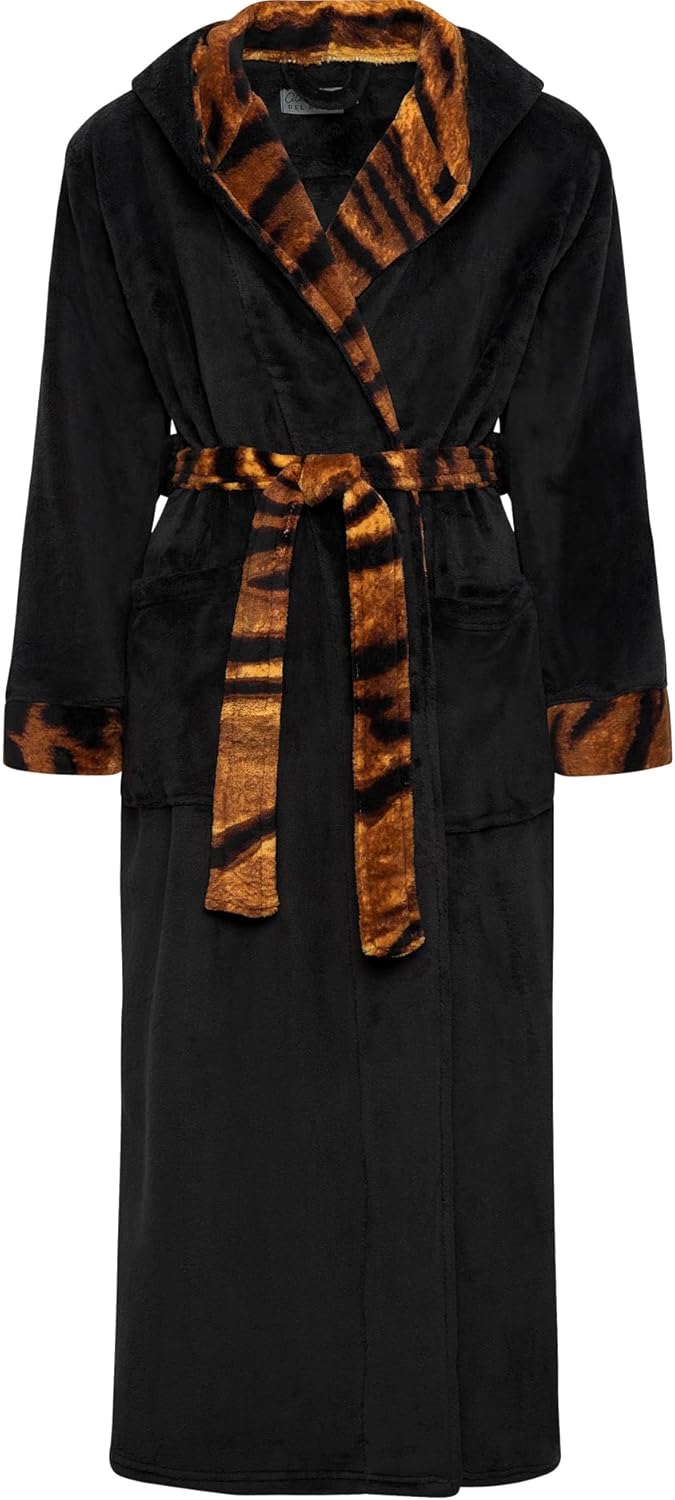 Alexander Del Rossa Womens Robe, Long Plush Bathrobe with Hood, Hooded Robes for Women Plus Size Bath Robe