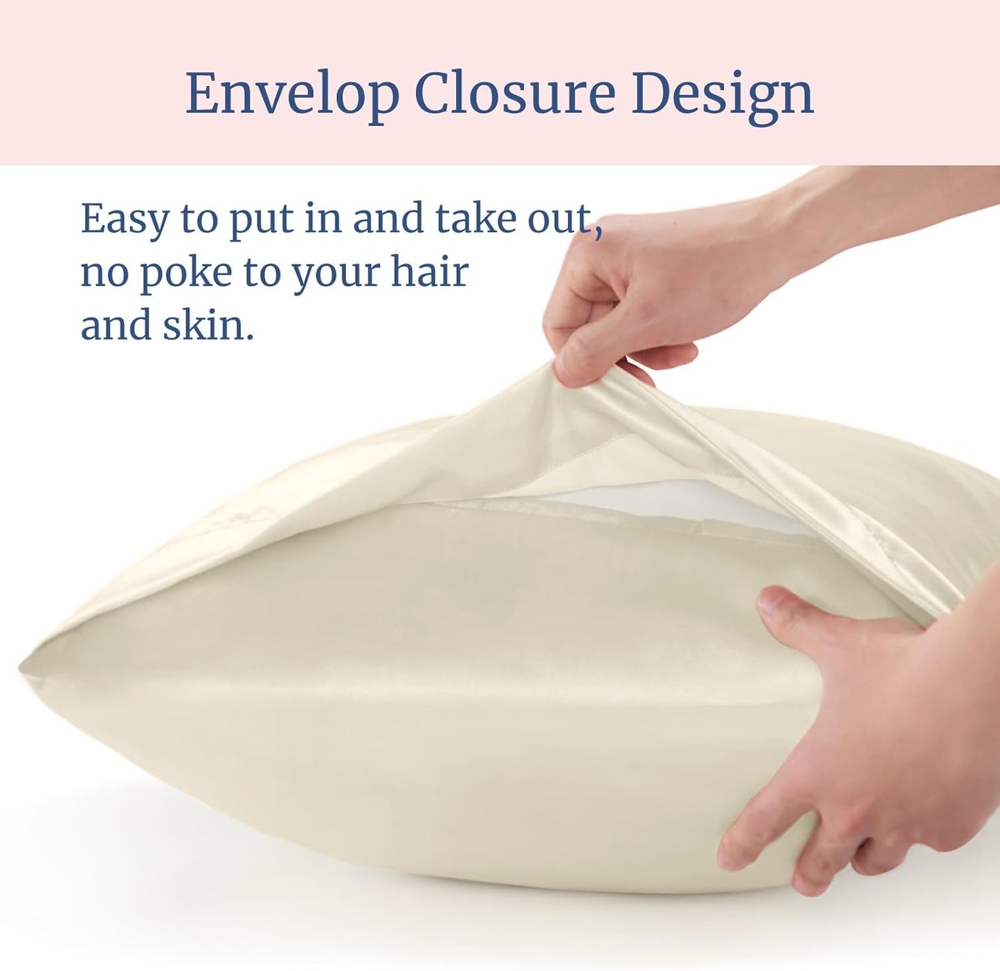BEDELITE Satin Pillowcase for Hair and Skin, Super Soft Similar to Silk Pillow Cases 4 Pack with Envelope Closure, Cooling Pillowcases for Women Men (20"x30" Queen Size, Beige)