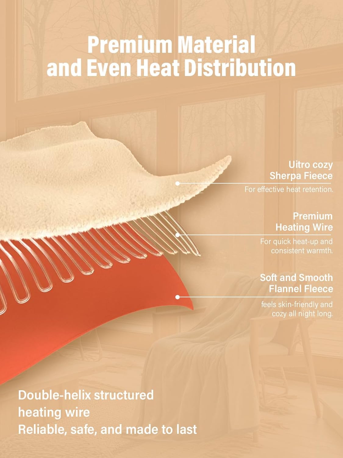 Electric Heated Blanket Full, Ultra‑Cozy Premium Flannel & Sherpa, Even Heat Distribution & Stable Temp, 1–10H Auto‑Off, 8 Temps (86–125.6°F), Overheat Protection, Ideal Gifts for Grandma