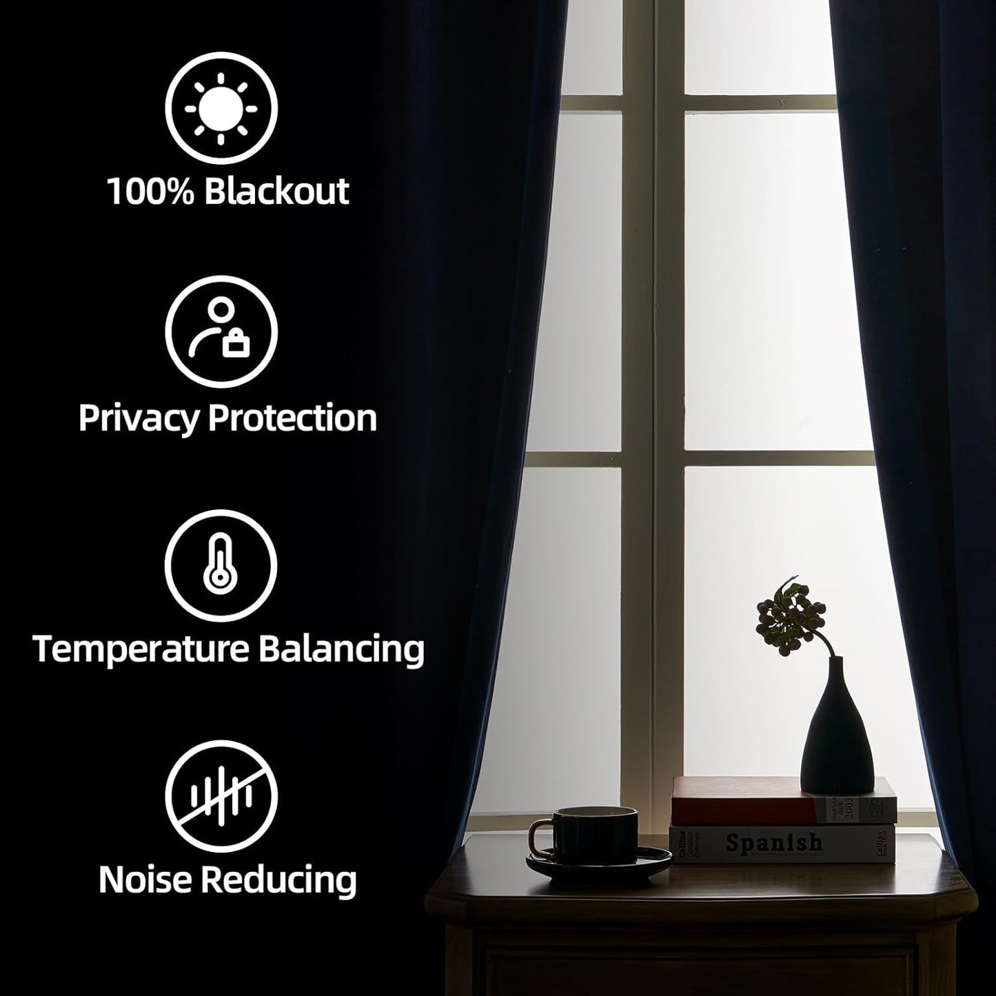 Joydeco Custom 100% Blackout Curtain 1 Panel, Soft Luxury Thermal Insulated Royal Blue Velvet Curtains for Bedroom Living Room (Rod Pocket & Back Tab, Custom Size)