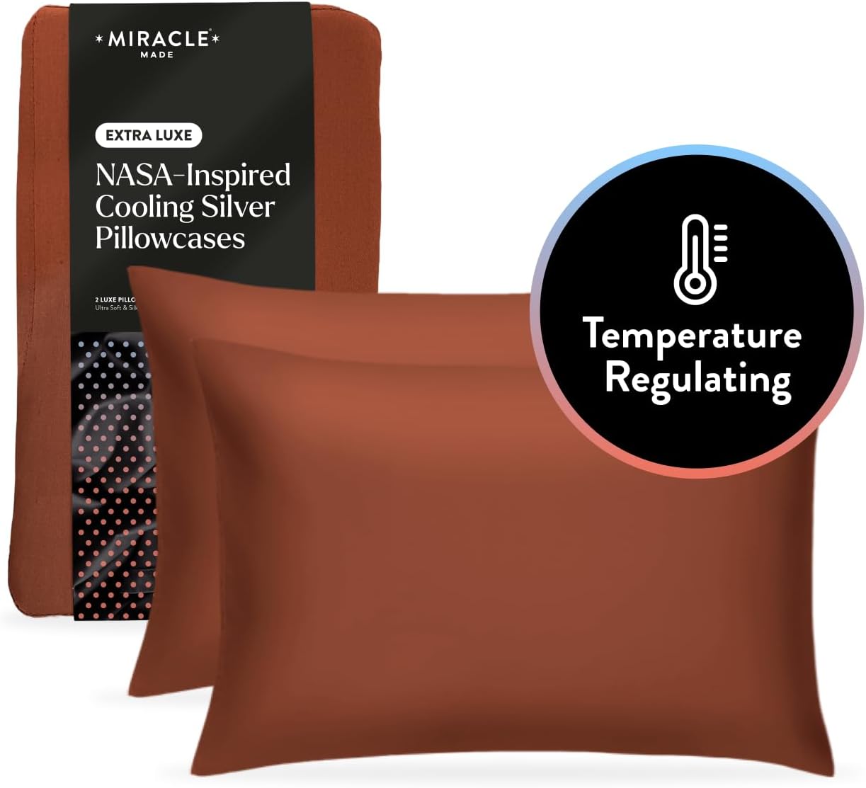 Miracle Made® Extra Luxe Cool It Tech Pillowcases (Terracotta, King/Cali King)
