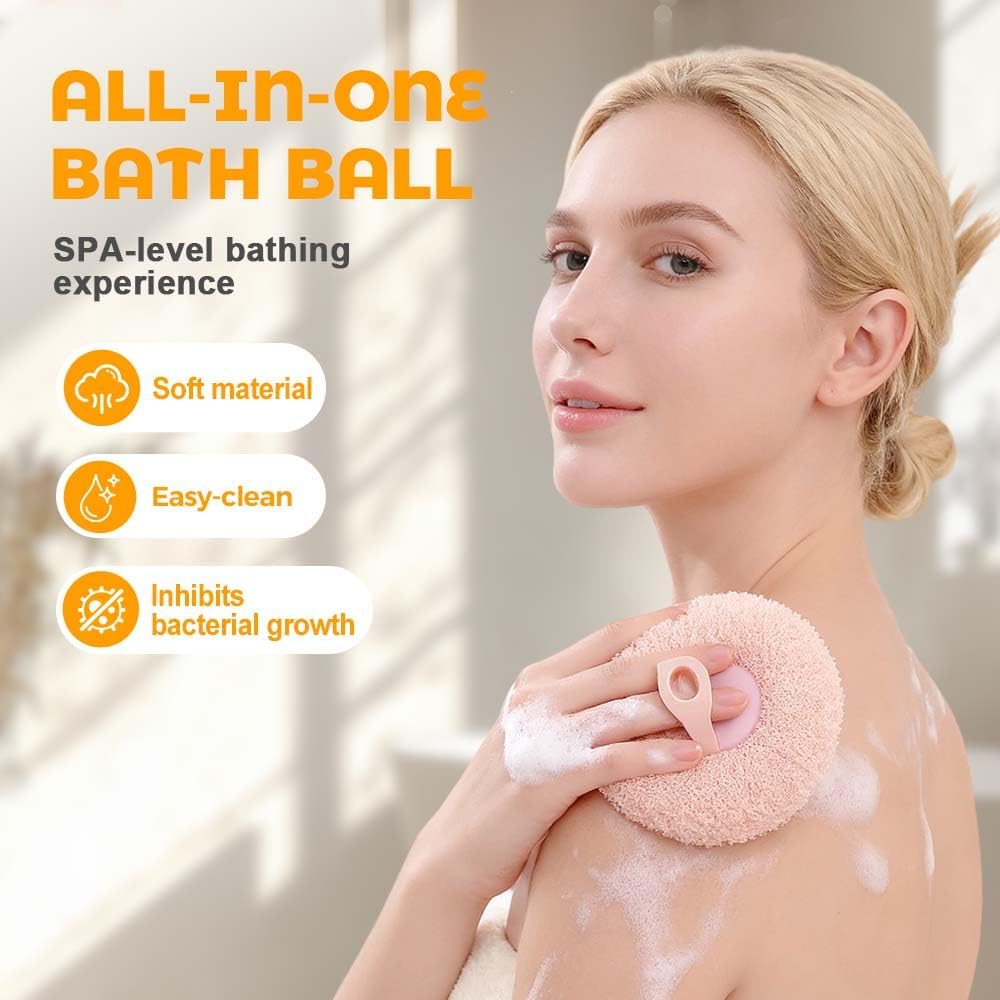 Super Soft Sunflower Suction Cup Bath Ball, 2025 New Exfoliating Bath Bath Sponge Cleaning Brush with Finger Rings for Women and Men (Purple, 4 pcs)