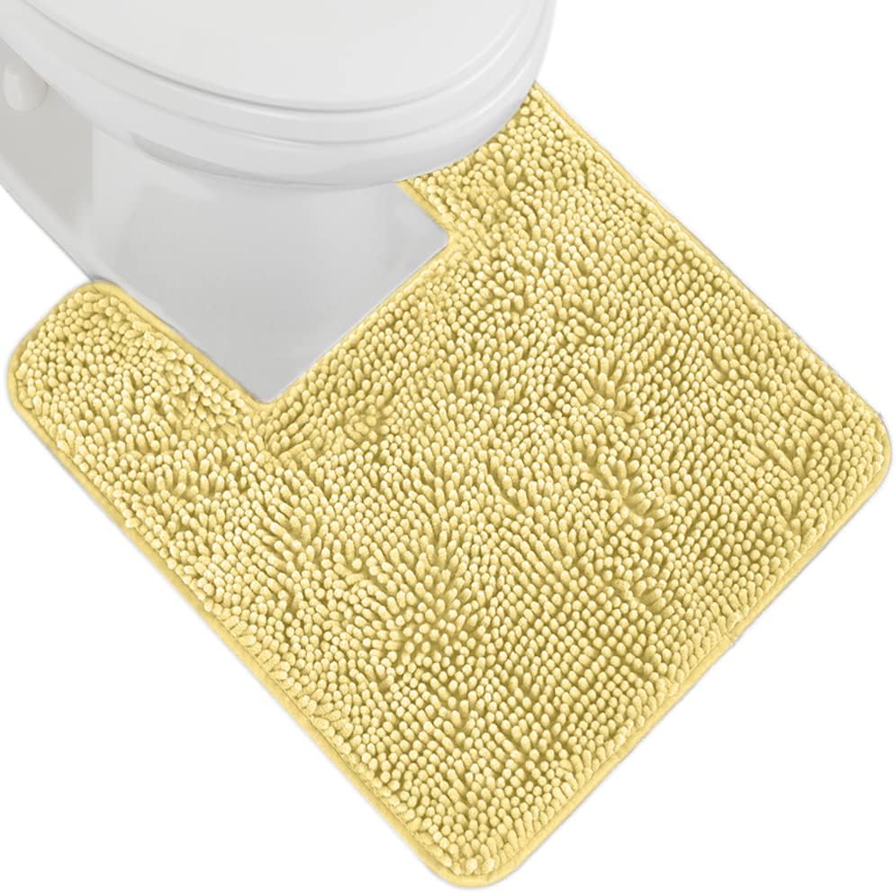 GORILLA GRIP Bath Rug Mat, Thick Soft Absorbent Chenille, Rubber Backing Quick Dry Microfiber Mats, Machine Washable Rugs for Shower Floor, Bathroom Runner Bathmat Accessories Décor, Contour, Yellow
