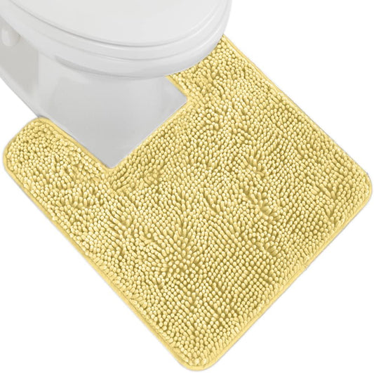 GORILLA GRIP Bath Rug Mat, Thick Soft Absorbent Chenille, Rubber Backing Quick Dry Microfiber Mats, Machine Washable Rugs for Shower Floor, Bathroom Runner Bathmat Accessories Décor, Contour, Yellow