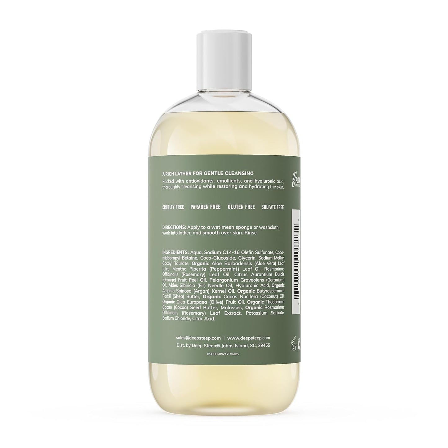 Deep Steep Body Wash, Rosemary Mint, 17 oz – Hydrating Shower Gel with Hyaluronic Acid, Shea Butter, Aloe Vera & Argan Oil – Vegan, Clean Beauty, Clean & Refreshed Skin