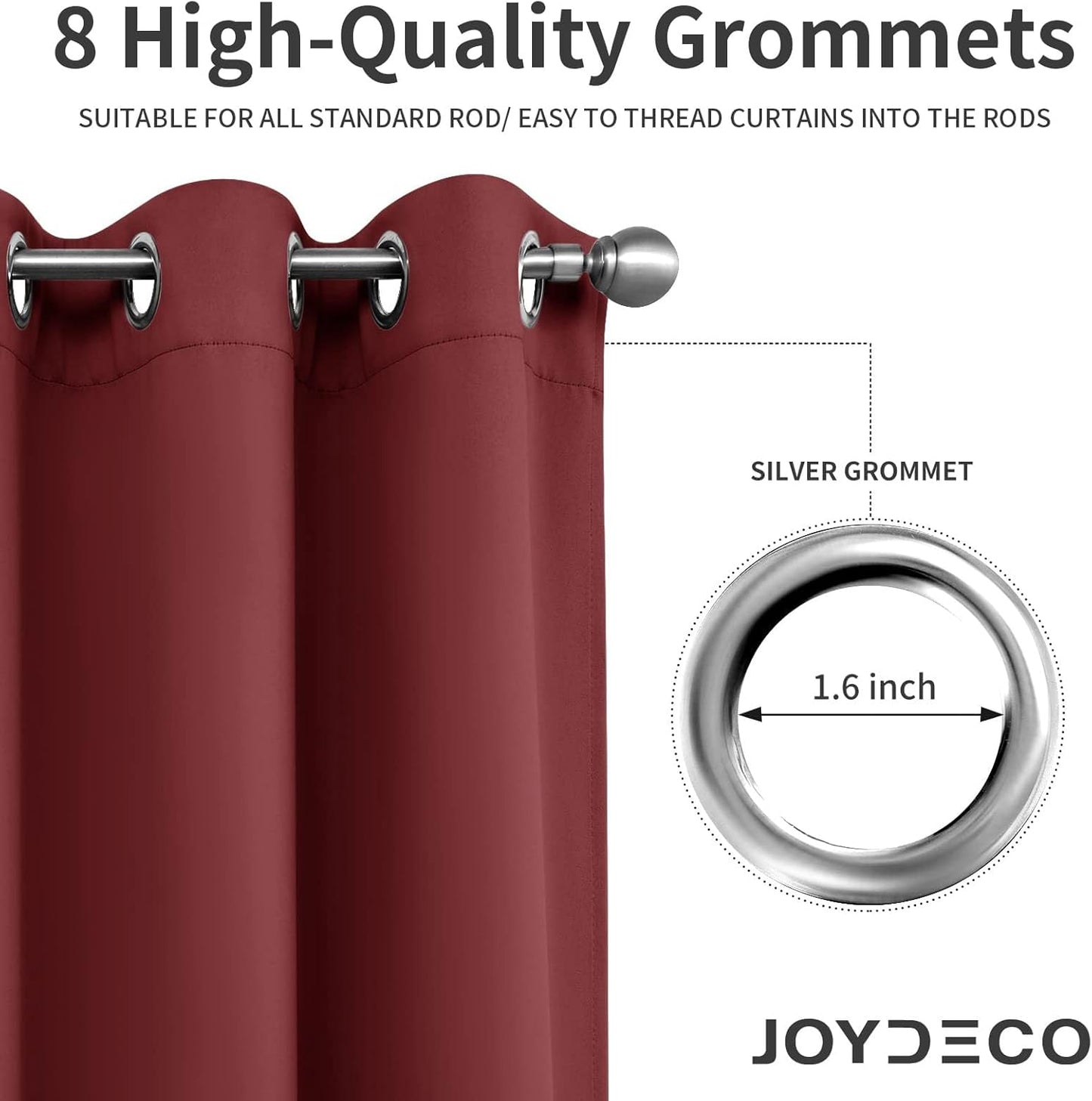 Joydeco Blackout Curtains 54 Inch Length 2 Panels Set, Thermal Insulated Long Curtains 2 Burg, Room Darkening Grommet Drapes for Living Room Bedroom Window (W52 x L54 Inch, Burgundy Red)